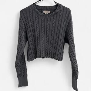 Sincerely Jules Cropped Cable Knit Sweater 100% Cotton